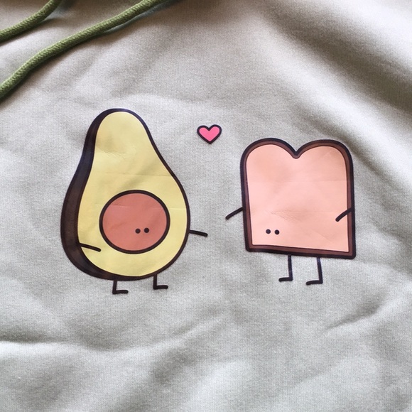 Unbranded Green Avocado Toast Hooded Sweatshirt - Picture 2 of 4